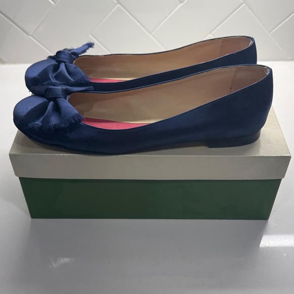 Kate Spade Blue Satin Flats with Bow - Picture 4 of 4